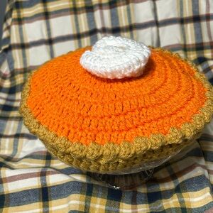 Crochet pumpkin pie. Handmade.